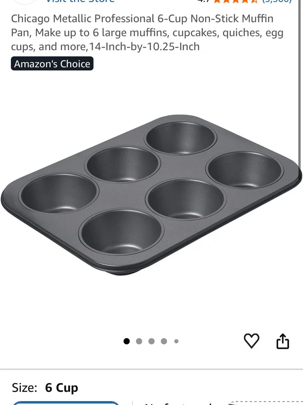 6-Cup Non-Stick Muffin Pan - Gray